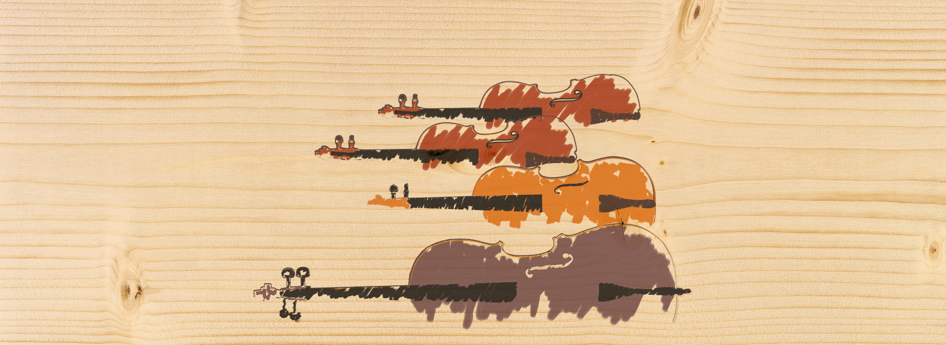 Holzinstrumente aus Fichtenholz